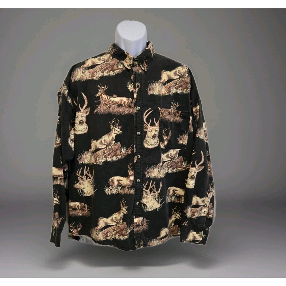 VTG Field Tested by Outdoor Life Men's Button Down Shirt Hunting Deer Size 2XL‎